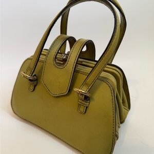 Unique and Elegant Chartreuse Vintage Leather Handbag
